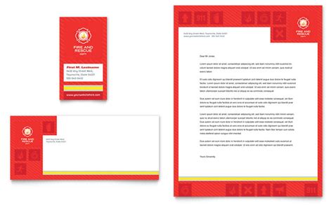 Fire Safety Business Card And Letterhead Template Design