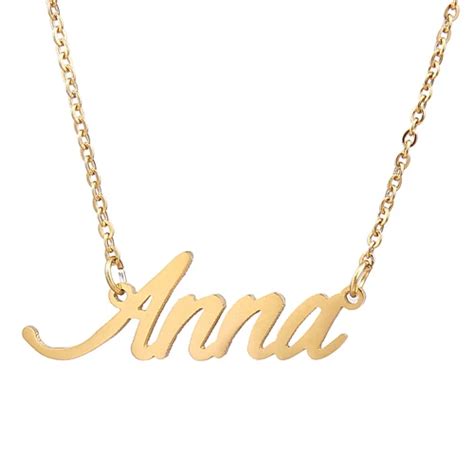 No Custom Anna Initial Personalized Name Pendant Cursive Name Necklace