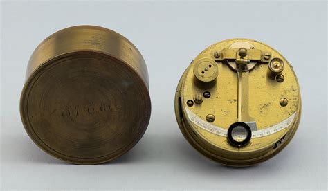 lot cased brass pocket sextant london 19th century case diameter 3”
