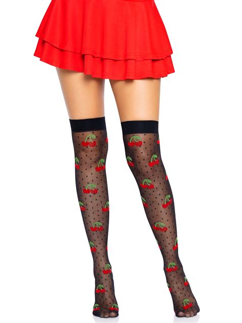 cherry thigh highs stockings hosiery leg avenue