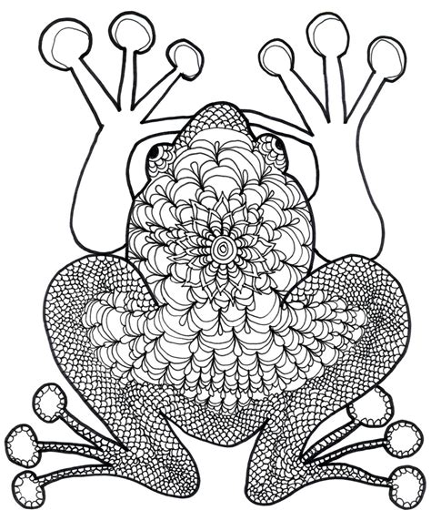 Zentangle Inspired Frog Coloring Page By Fancyfairywrappings