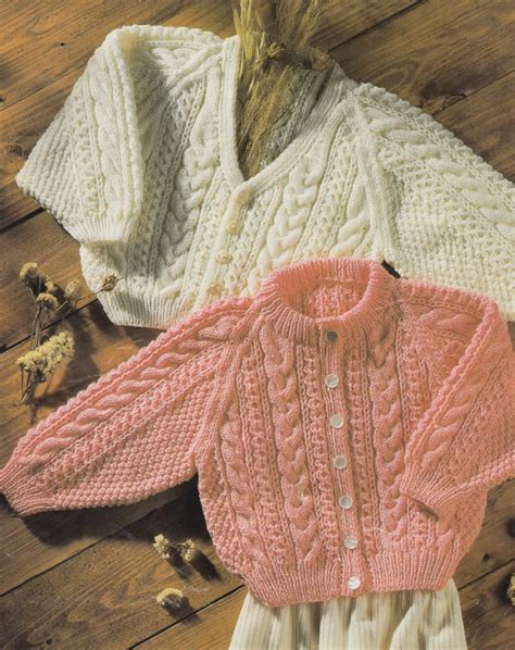 Knitting Pattern Pdf For Baby Cable Cardigans In Dk Yarn 16 22 Etsy