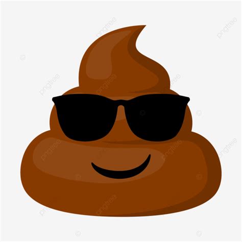 Cute Poop Emoji With Cool Face And Eye Glasses Vector Poop Emoticon
