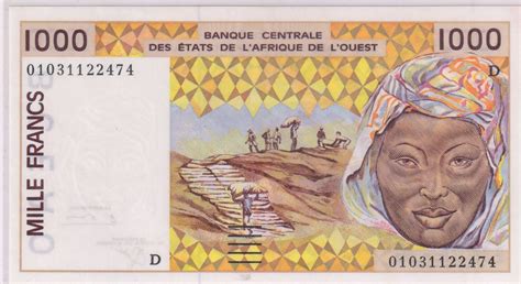 Mali West African States 1000 Frs Unc Currency Note Kb Coins