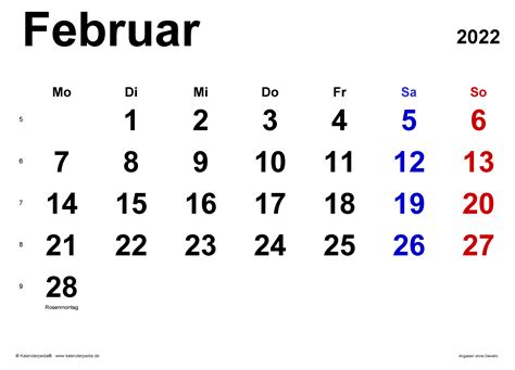 Kalender Februar 2022 Als Pdf Vorlagen