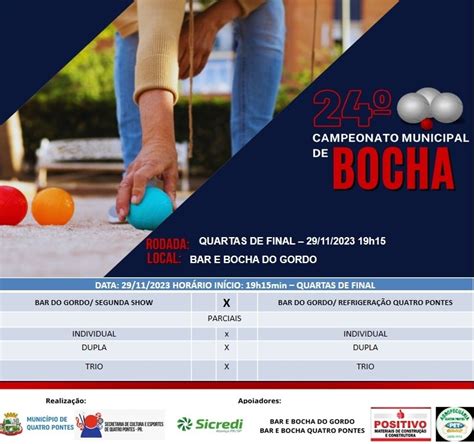 24º Campeonato Municipal De Bocha Segue Hoje Com Novo Jogo Das Quartas
