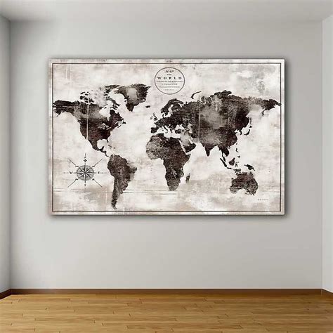 Black And White World Map Giclee Canvas Art Print Kirklands