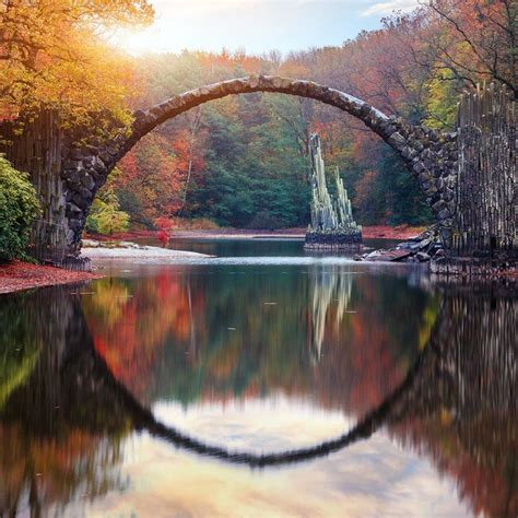 The Devils Bridge In Kromlau Park Germany Was Designed To Reflect A