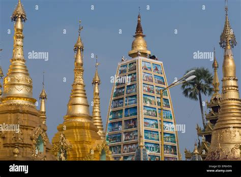 Myanmar Aka Burma Yangon Aka Rangoon Shwedagon Pagoda The