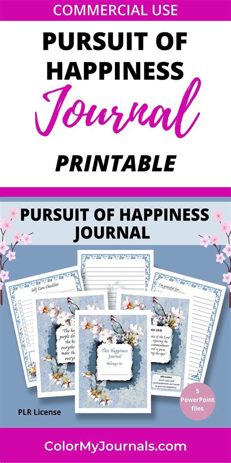 Pursuit Of Happiness Journal Printable Happiness Journal Journal