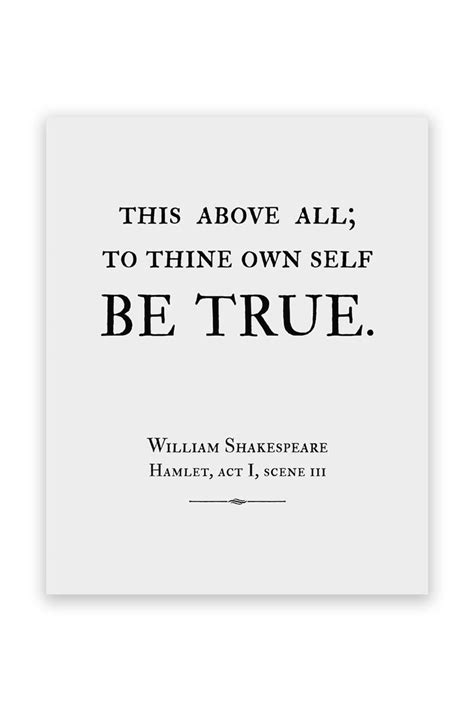 To Thine Own Self Be True Print Shakespeare Quote Wall Art Print Hamlet