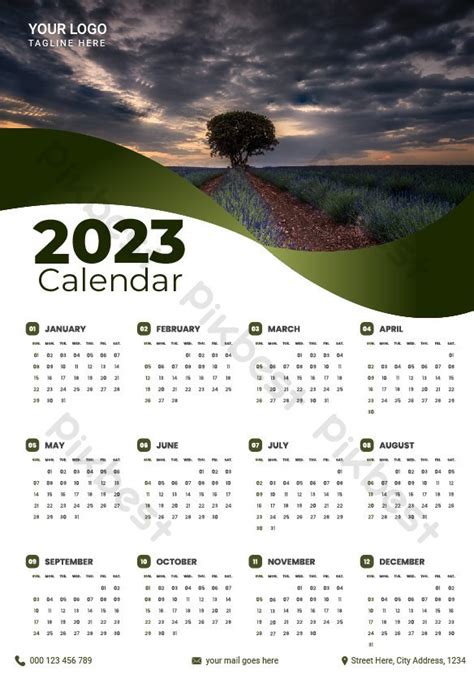Nature Calendar 2023 Template Ai Free Download Pikbest