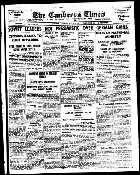 Times Past August 23 1941 The Canberra Times Canberra Act