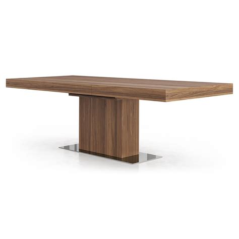 Modloft Astor Modern Classic Walnut Brown Wood Extendable Dining Table