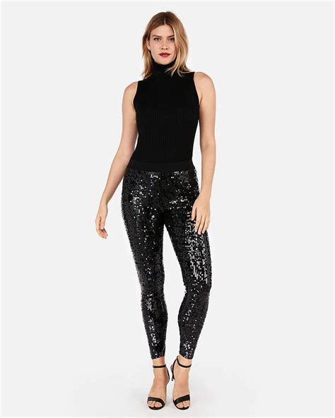 Express High Waisted Sequin Stretch Leggings Stretch Leggings High