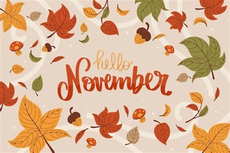 Free Vector Flat Hello November Background For Autumn