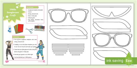 1980s sunglasses craft templates twinkl ks2 twinkl