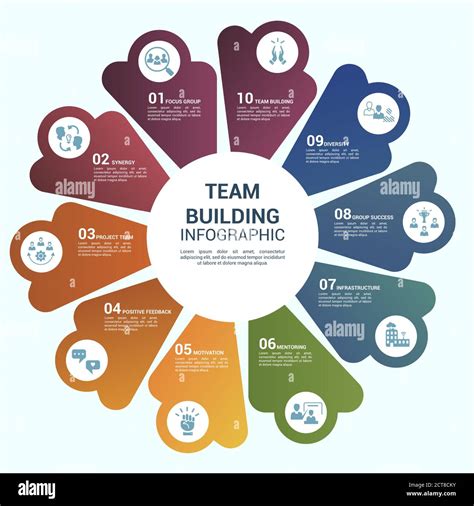 Infographic Teamwork Template Icons In Different Colors Include