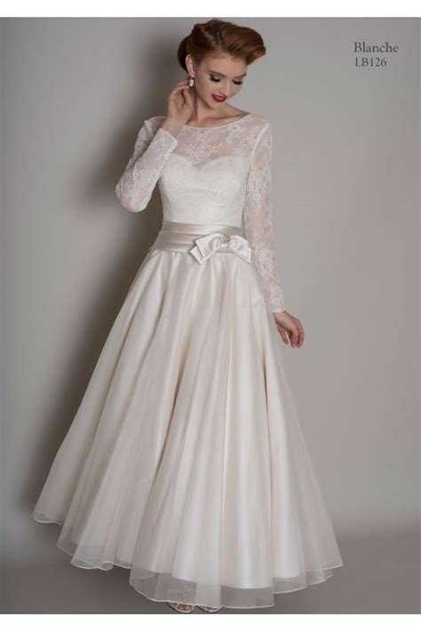 Loulou Bridal Blanche Calf Length Short Vintage Wedding Dress With