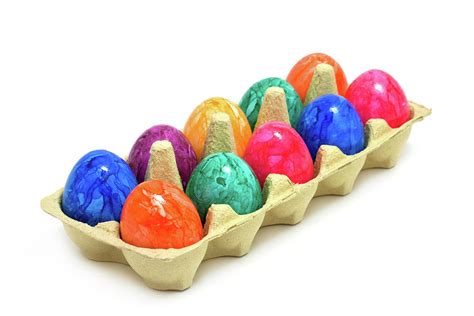 Multi Colored Easter Eggs In Egg Carton By Ursula Alter