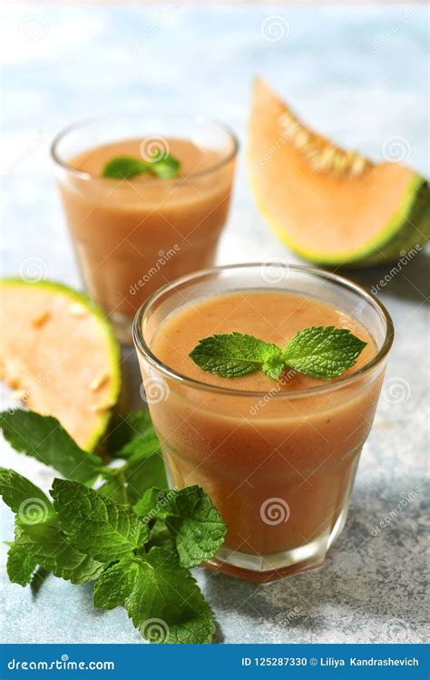 Melon Banana Juice Or Smoothie Stock Photo Image Of Food Gourmet