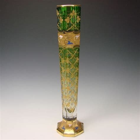 Rare 20 Moser Bohemian Enameled Raised Gilt Enamel Glass Vase From Hideandgokeep On Ruby Lane