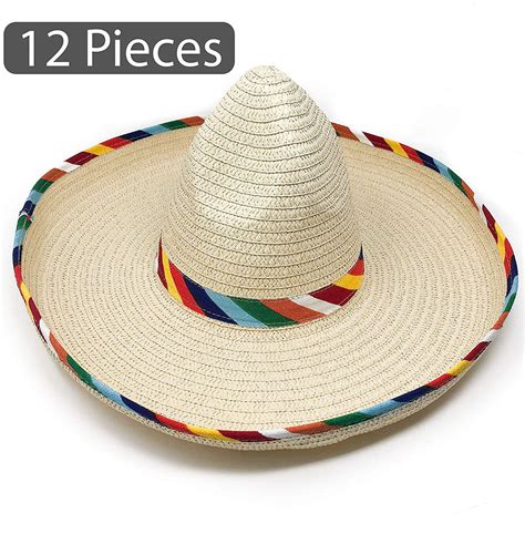 1 Dozen 20 Adult Sombrero Hat With Mexican Serape 12 Pieces