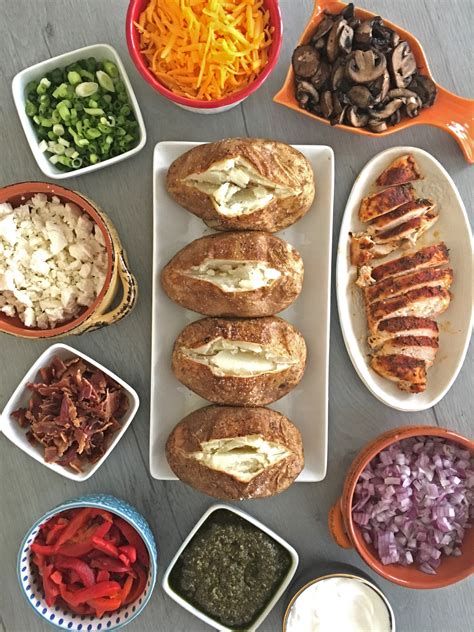 Gather your ingredients… you'll need baked potatoes and toppings. Baked Potato Bar - Chef Sarah Elizabeth