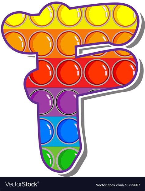 Letter F Rainbow Colored Letters In Form Vector Image