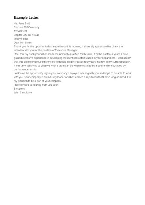 The main purpose of interview thank you letters is to keep your name in front of hiring authorities after your job interview. Thank You Letter After An Executive Interview | Templates at allbusinesstemplates.com