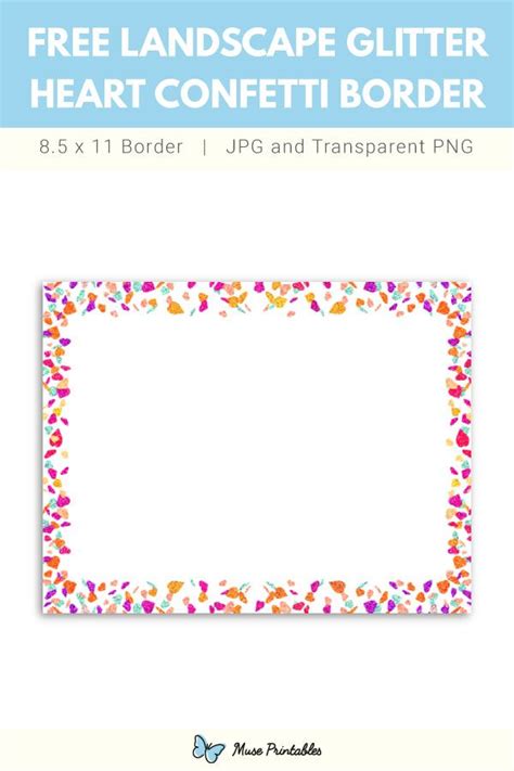 Free Printable Landscape Glitter Heart Border In  And Png
