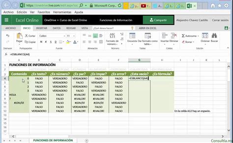 Funcion Tipo En Excel Funciones De Informacion En Excel Excel Rin Bee