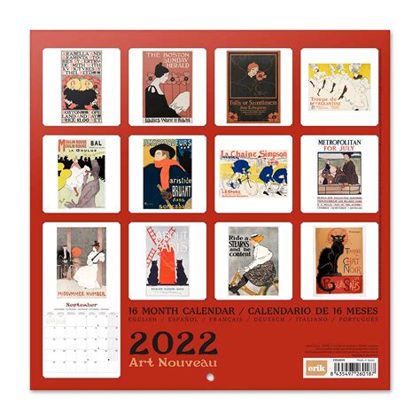 Official Art Nouveau 2022 Wall Calendar 2022 Calendar 12 X 12