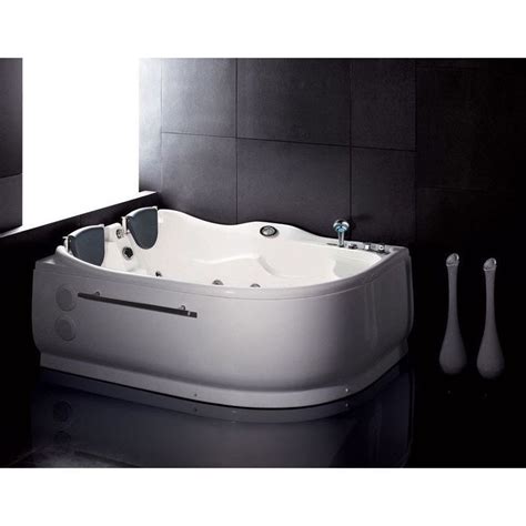 So long as your bath is big enough to accommodate a large bathtub, then it should accommodate even a two person jacuzzi tub. Eago AM124-R 6-foot Corner Whirlpool Bathtub ...
