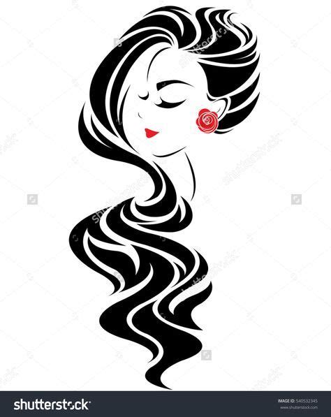 Illustration Of Women Long Hair Style Icon Logo Women Face On White