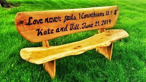 Hand Made 6 Custom Engraved Wooden Bench By Covenant Creations