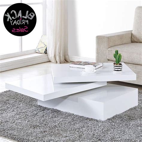 Show off your cool coffee table books on, well, this coffee table. White Square Coffee Table Rotating Contemporary Modern Living