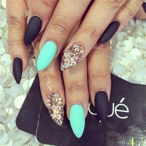 Pin By Katie Saucedo On Nails Mint Nails Mint Nail Designs Stiletto