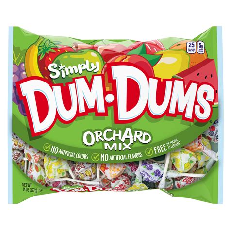 Simply Dum Dums Orchard Mix Lollipops Bag14 Oz