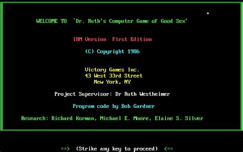 Play Dr Ruths Computer Game Of Good Sex Online Play Old Classic