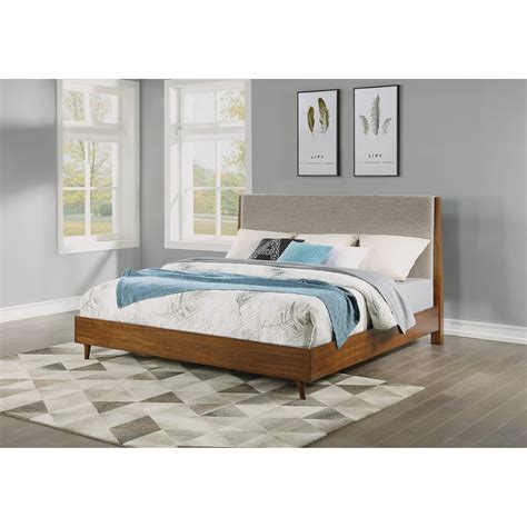 Flexsteel Wynwood Collection Ludwig Mid Century Modern Queen Upholstered Bed With Platform Frame