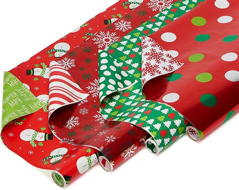 amazon lowest price american greetings christmas reversible wrapping paper bundle polka dots