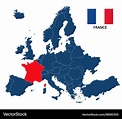 Map of europe with highlighted france Royalty Free Vector