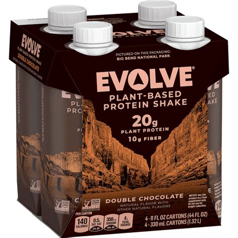 Evolve Plant Based Protein Shake Double Chocolate 11 Fl Oz 4 Count