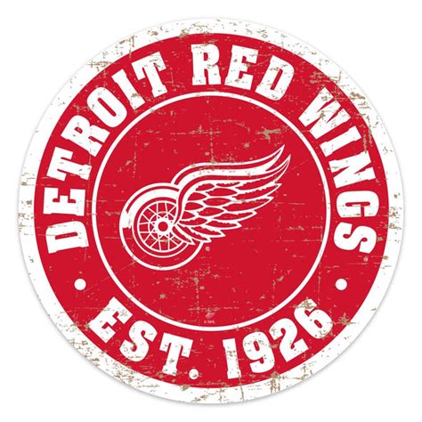 Detroit Red Wings 22 Round Pvc Distressed Logo Wall Sign Hockey Hall