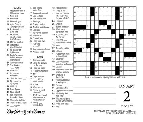 Printable Crossword Puzzles New York Times Printable Crossword Puzzles