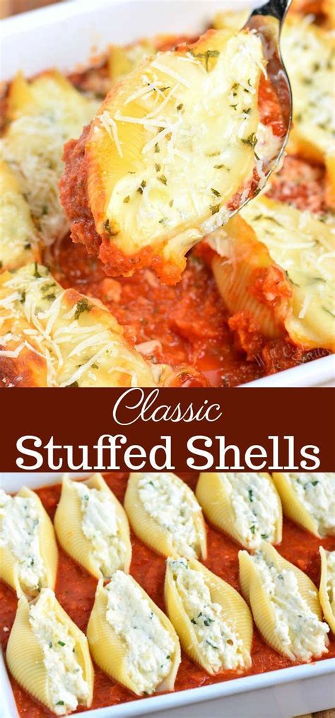 Classic Ricotta Stuffed Shells Made With Flavorful Three Cheese Ricotta Filling And Homemade