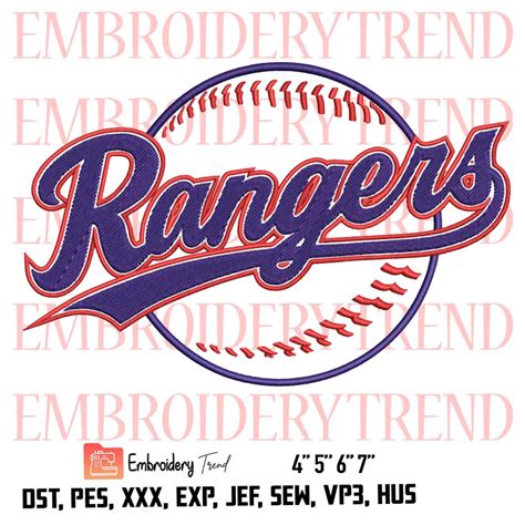 Texas Rangers Logo Embroidery Design File Mlb Logo Embroidery Machine
