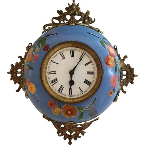 Antique French Enamel Ware Wall Clock Graniteware Enamelware French