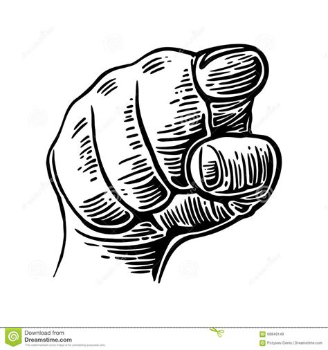 Hand Pointing Finger At Viewer From Front Vector Black Vintage